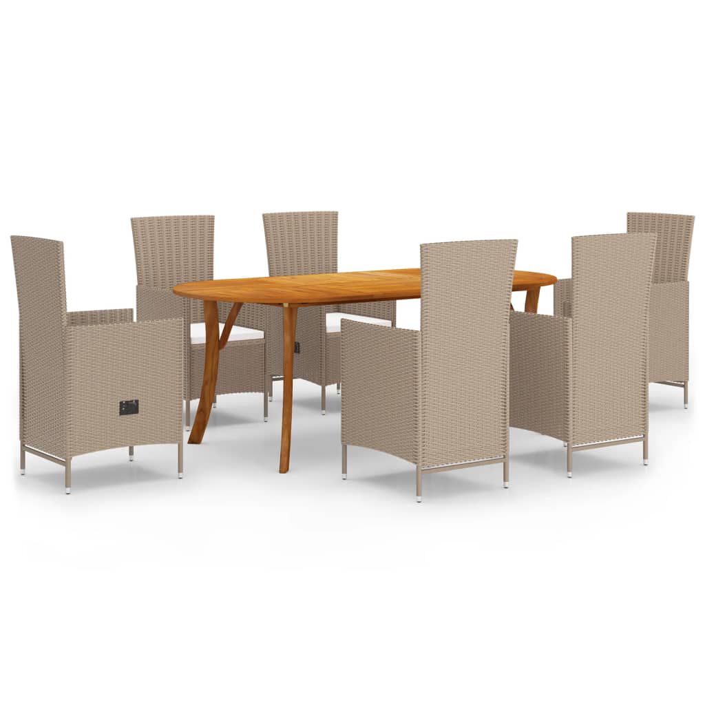 vidaXL 7 Piece Garden Dining Set Beige