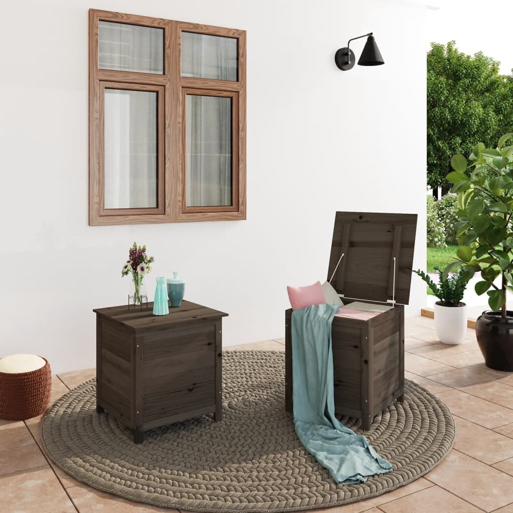 vidaXL Outdoor Cushion Box Anthracite 50x50x56 cm Solid Wood Fir