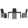 vidaXL Table and Chair Set with Cushion 5 pcs Grey PE Rattan