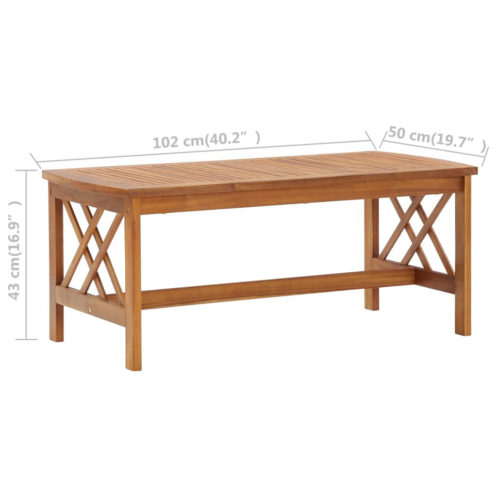 vidaXL Coffee Table 102x50x43 cm Solid Acacia Wood
