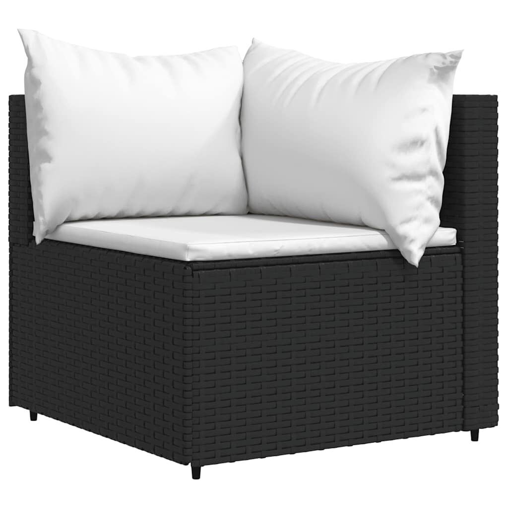 vidaXL 4 Piece Garden Lounge Set with Cushions Black Poly Rattan