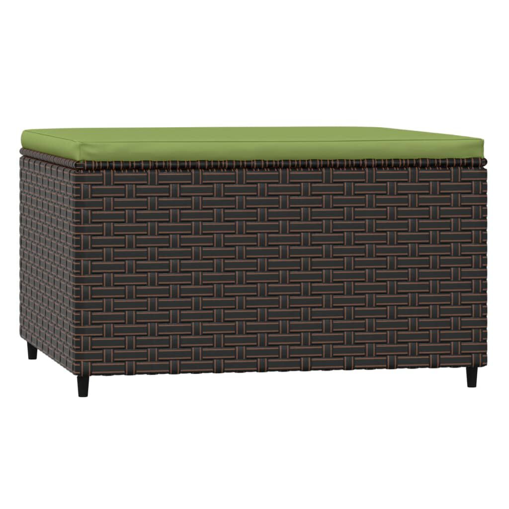 vidaXL Garden Footrest with Cushion Brown Poly Rattan