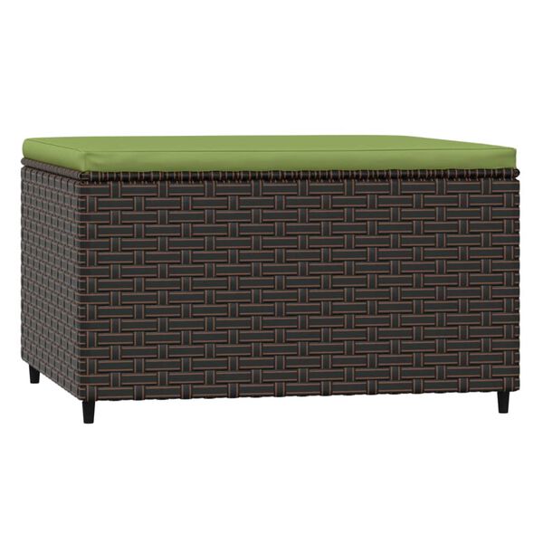 vidaXL Garden Footrest with Cushion Brown Poly Rattan