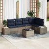 vidaXL Garden Sofa Set with Cushion 6 pcs Grey Poly Rattan