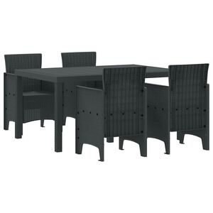 vidaXL Garden Dining Set 5 pcs Anthracite Polt rattan