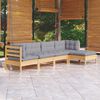 vidaXL 5 Piece Garden Lounge Set with Grey Cushions Pinewood