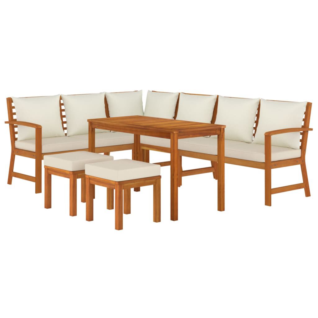 vidaXL 7 Piece Garden Dining Set with Cushions Solid Wood Acacia
