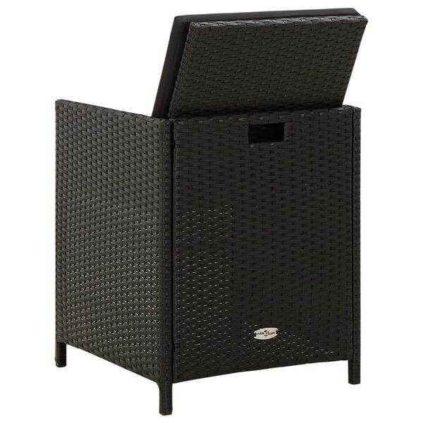 vidaXL Garden Chairs with Cushions 4 pcs Poly Rattan Black