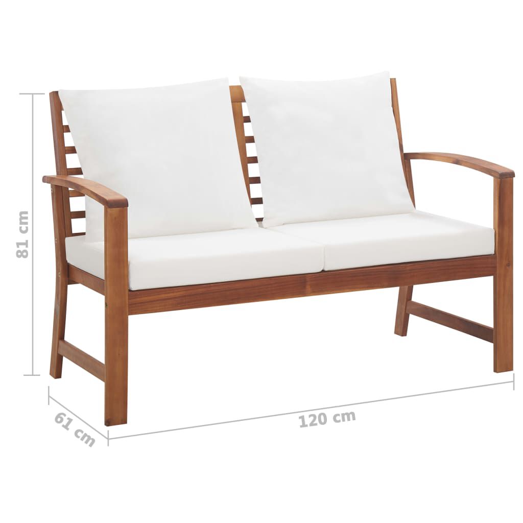 vidaXL 4 Piece Garden Lounge Set with Cushions Solid Acacia Wood
