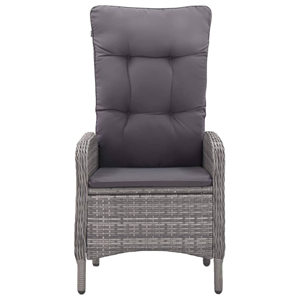 vidaXL 3 Piece Garden Bistro Set Poly Rattan and Glass Grey