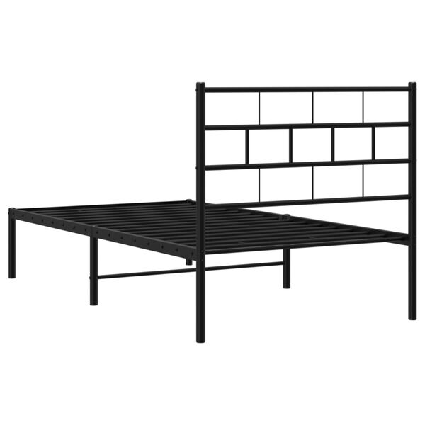 vidaXL Metal Bed Frame without Mattress with Headboard Black 100x200cm