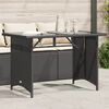 vidaXL Garden Table with Glass Top Black 110x68x70 cm Poly Rattan