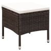 vidaXL Outdoor Chair and Stool with Cushions Poly Rattan Brown
