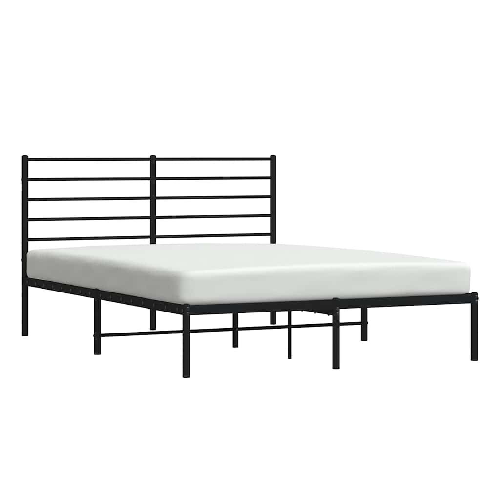 vidaXL Metal Bed Frame without Mattress with Headboard Black 150x200cm