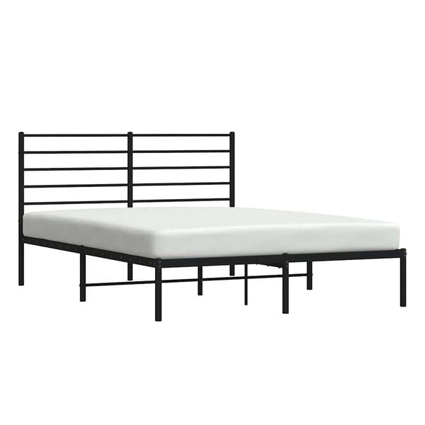 vidaXL Metal Bed Frame without Mattress with Headboard Black 150x200cm