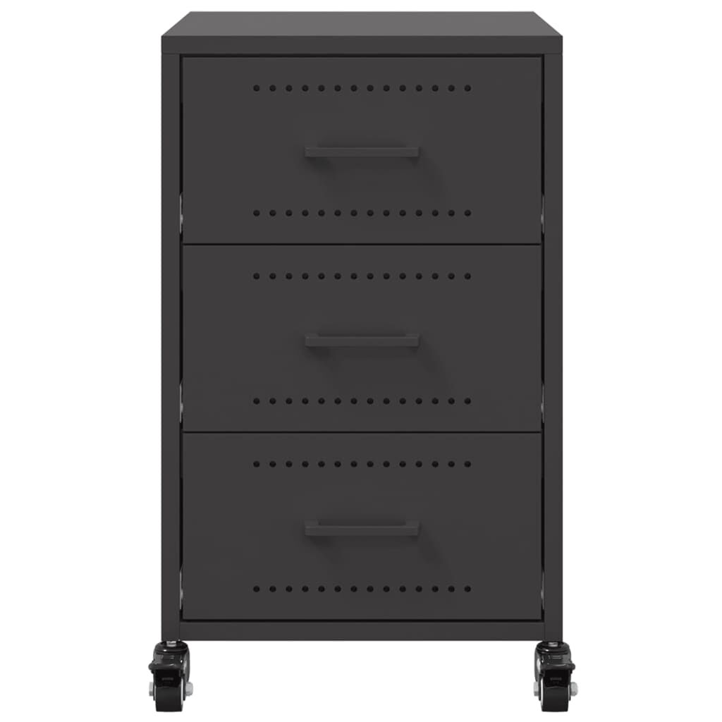 vidaXL Bedside Cabinet Black 36x39x59 cm Steel