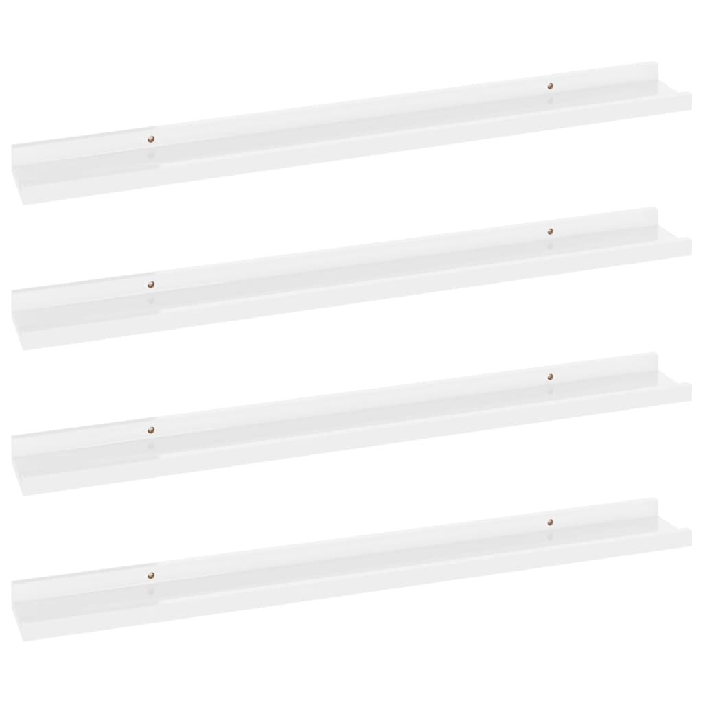 vidaXL Wall Shelves 4 pcs High Gloss White 80x9x3 cm
