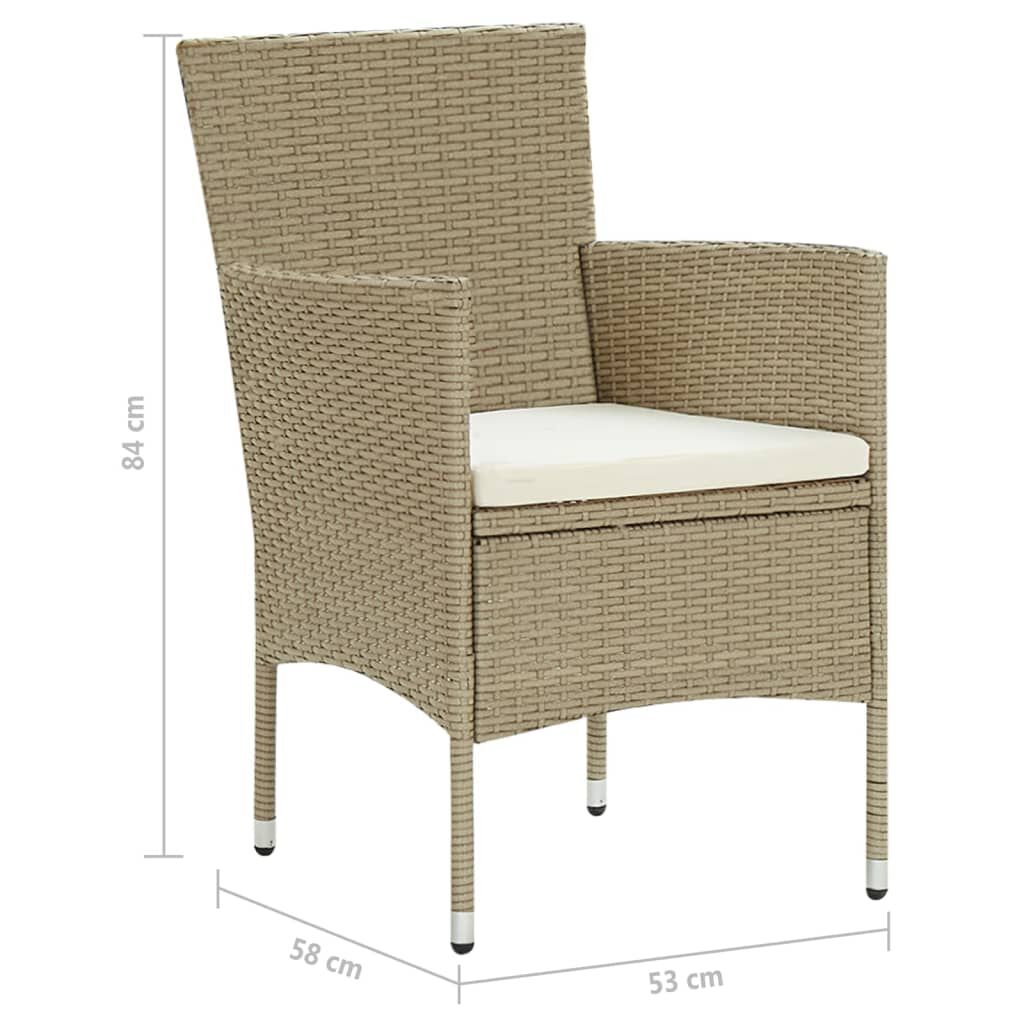 vidaXL 7 Piece Garden Dining Set Poly Rattan Beige