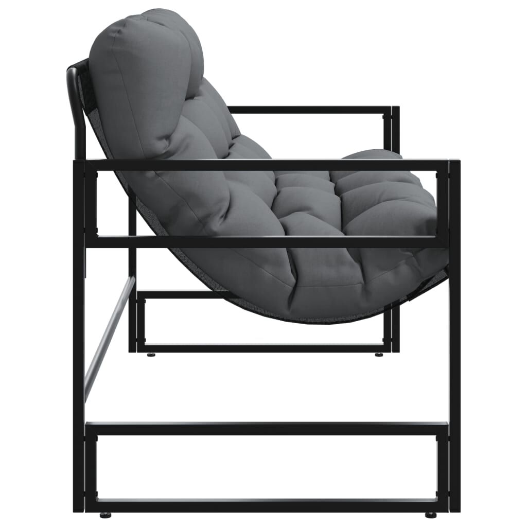 vidaXL Garden Bench with Cushion Anthracite 113 cm Steel