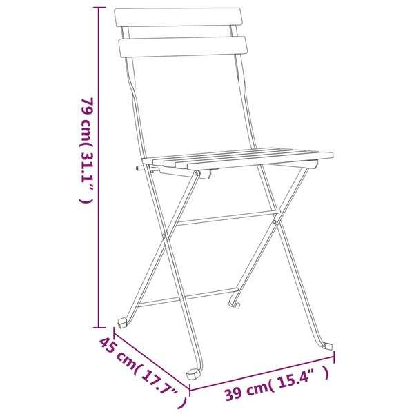 vidaXL Folding Bistro Chairs 2 pcs Solid Wood Teak and Steel