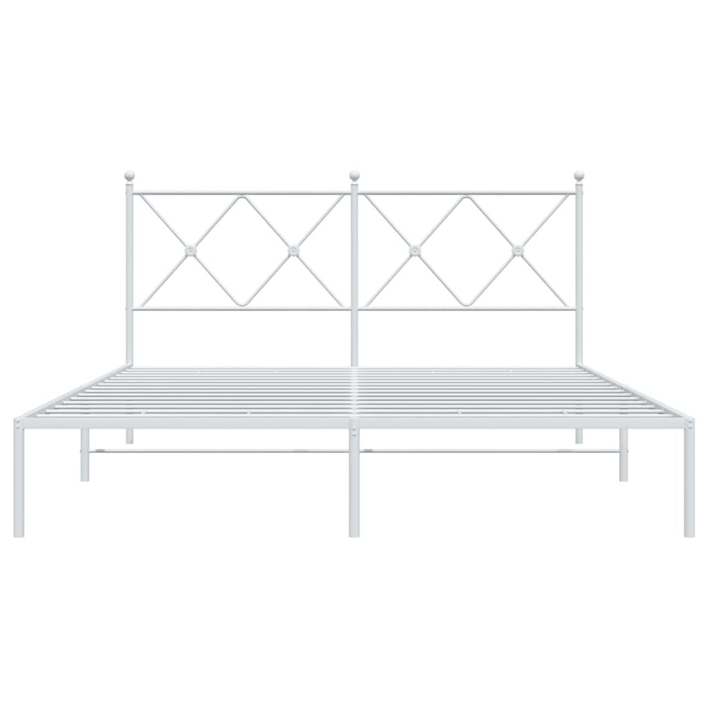 vidaXL Metal Bed Frame without Mattress with Headboard White 150x200cm