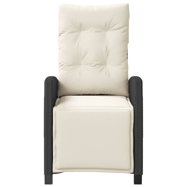 vidaXL Reclining Garden Chair with Footrest Black Poly Rattan