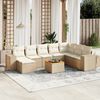 vidaXL 9 Piece Garden Sofa Set with Cushions Beige Poly Rattan