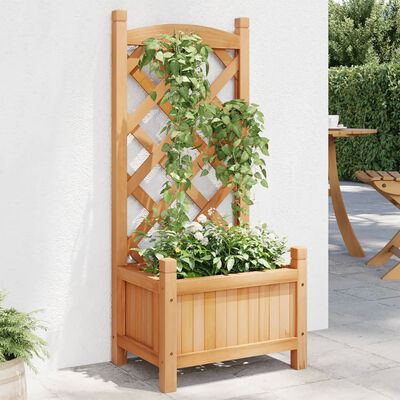 vidaXL Planter with Trellis Brown Solid Wood Fir