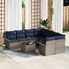 vidaXL Garden Sofa Set Manual 9 pcs Grey and Navy Blue Poly Rattan