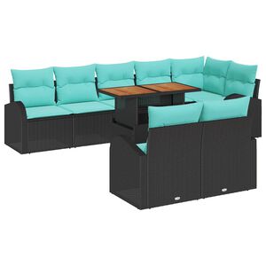 vidaXL Garden Sofa Set with Cushion Manual 9 pcs Black and blue