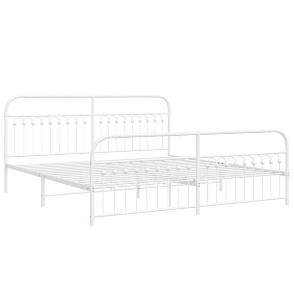 vidaXL Metal Bed Frame without Mattress with Footboard White 193x203cm