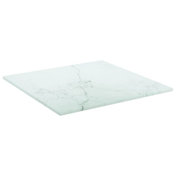 vidaXL Table Top White 30x30 cm 6 mm Tempered Glass with Marble Design