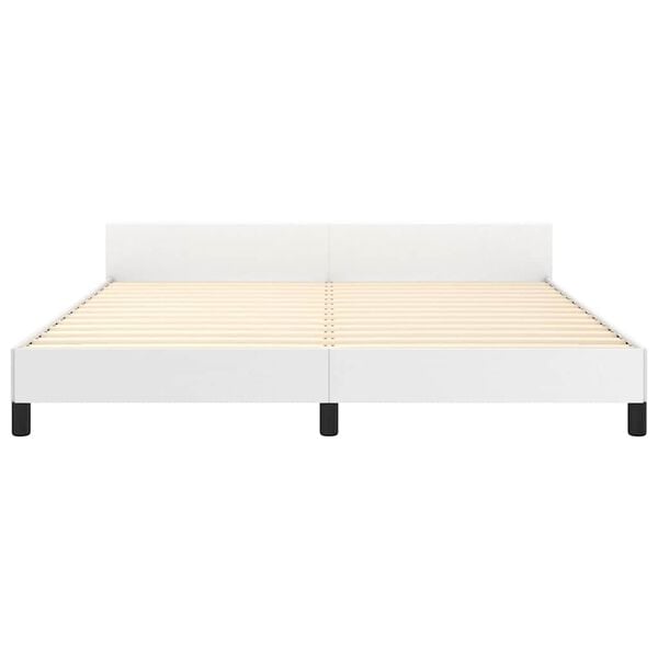 vidaXL Bed Frame without Mattress White California King Faux Leather