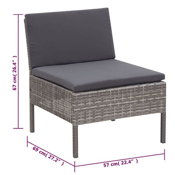 vidaXL 6 Piece Garden Lounge Set with Cushions Poly Rattan Grey