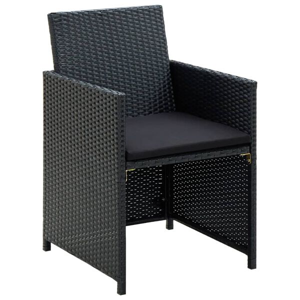 vidaXL 4 Piece Garden Lounge Set with Cushions Poly Rattan Black