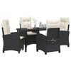 vidaXL Garden Dining Set with Cushion 5 pcs Black Poly Rattan