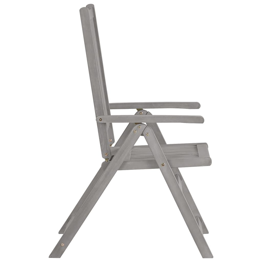vidaXL Garden Reclining Chairs with Cushions 8 pcs Grey Wood Acacia