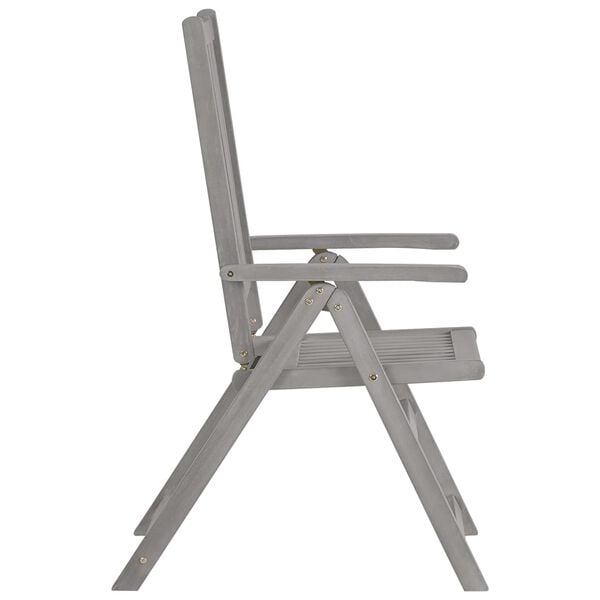vidaXL Garden Reclining Chairs with Cushions 8 pcs Grey Wood Acacia