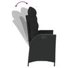 vidaXL Reclining Garden Bench with Cushions Black Poly Rattan