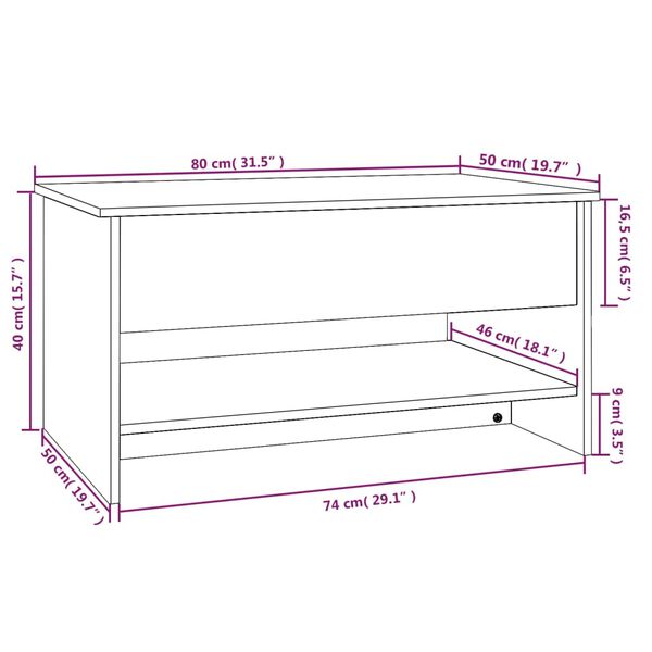 vidaXL Coffee Table Black 80x50x40 cm Engineered Wood