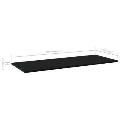 vidaXL Bookshelf Boards 4 pcs Black 100x40x1.5 cm Engineered Wood
