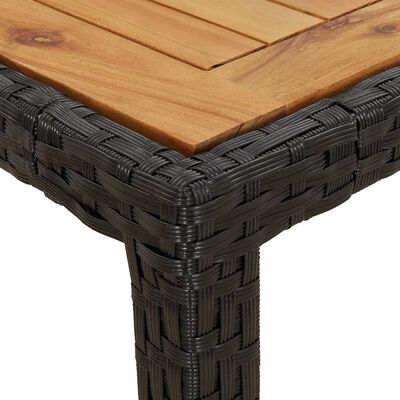 vidaXL Garden Table 90x90x75 cm Poly Rattan and Acacia Wood Black