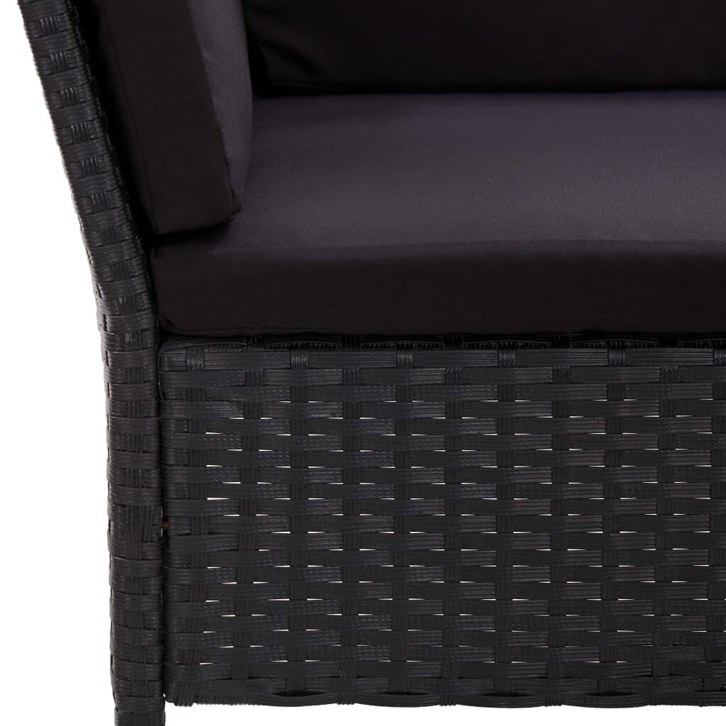 vidaXL 6 Piece Garden Lounge Set with Cushions Poly Rattan Black