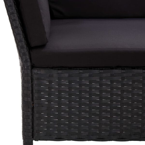 vidaXL 6 Piece Garden Lounge Set with Cushions Poly Rattan Black