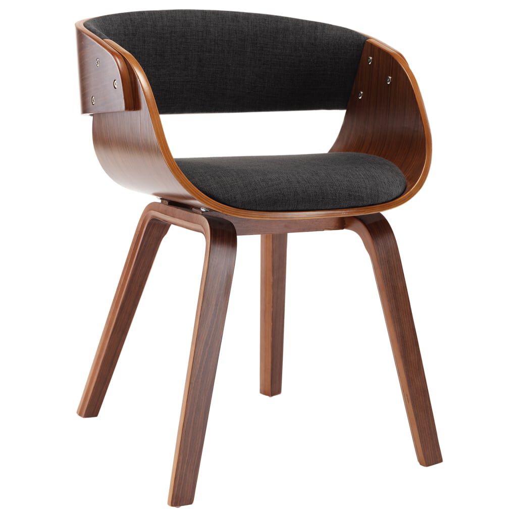 vidaXL Dining Chair Grey Bent Wood and Fabric