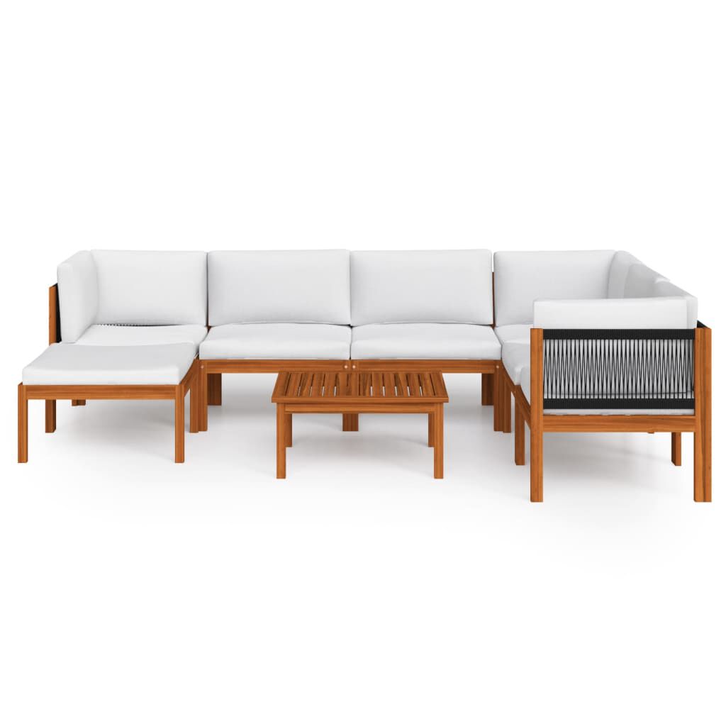 vidaXL 8 Piece Garden Lounge Set with Cushions Cream Solid Acacia Wood