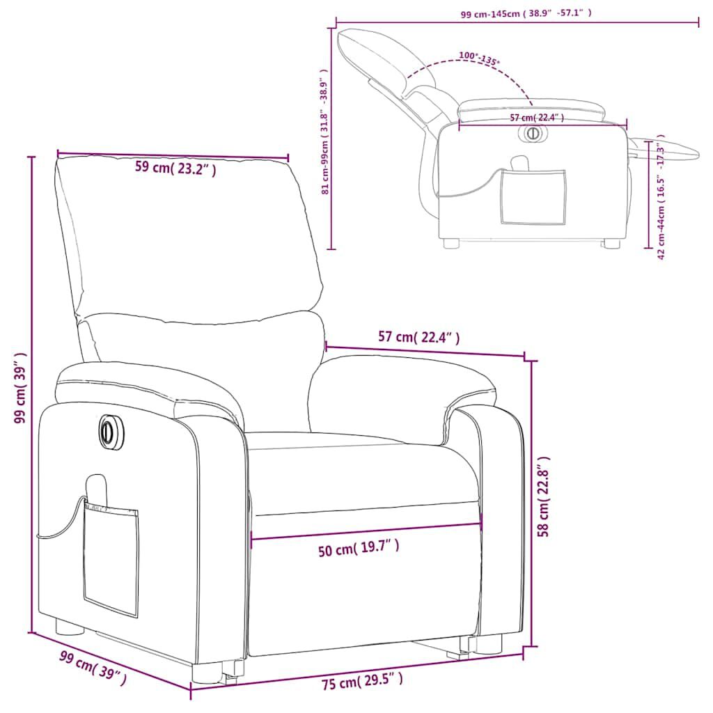 vidaXL Electric Stand up Massage Recliner Chair Grey Faux Leather