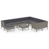 vidaXL 11 Piece Garden Lounge Set with Cushions Poly Rattan Grey
