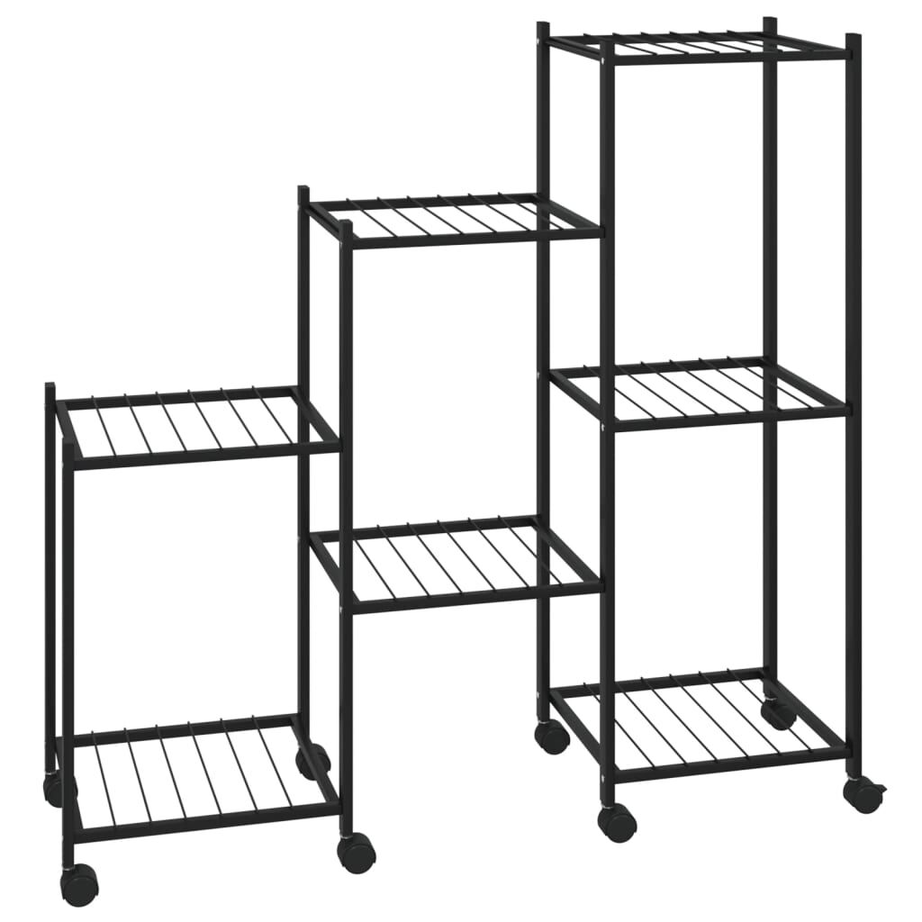 vidaXL Flower Stand with Wheels 83x25x83.5 cm Black Iron