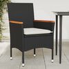 vidaXL Garden Chairs with Cushions 2 pcs Black Poly Rattan